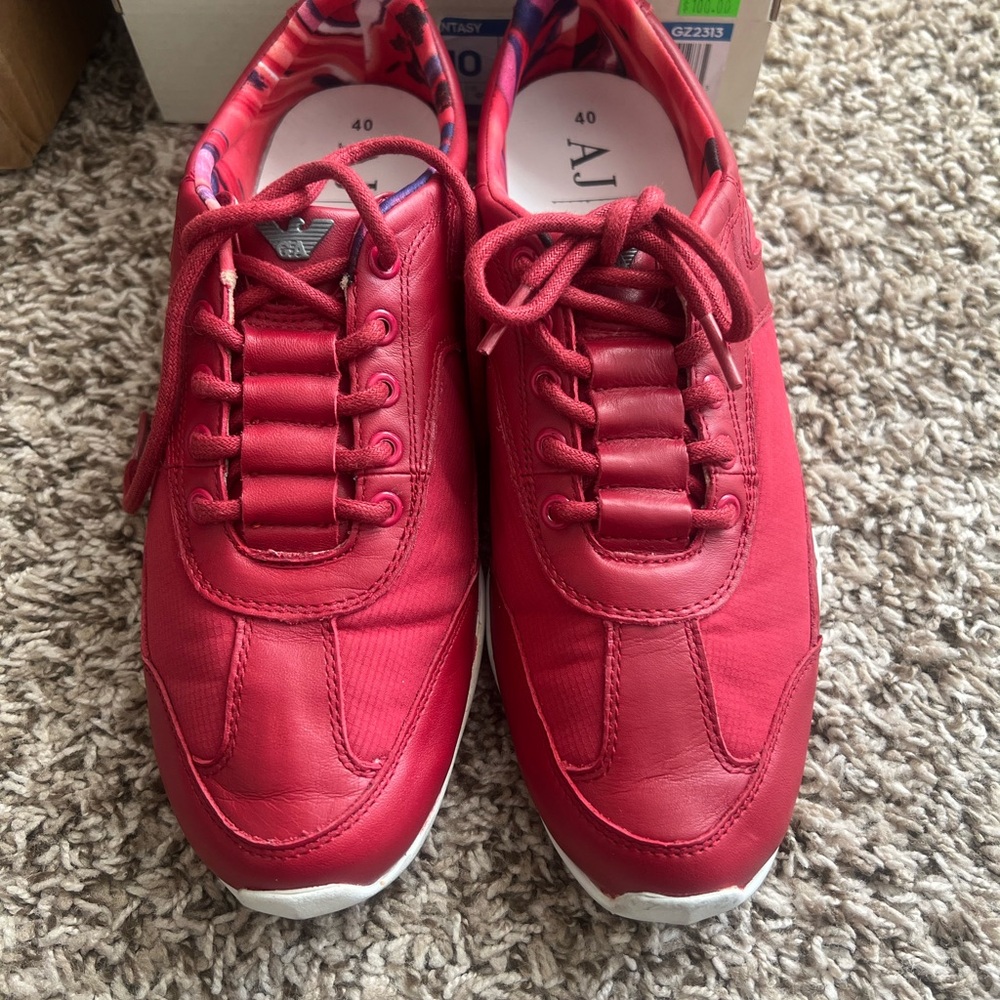Armani Jeans Vibrant Red Athletic Sneakers